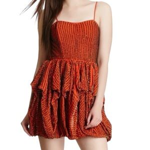 FRENCH CONNECTION Samara Sequins Strapless Sweetheart Neck Dress, Red, Size 6